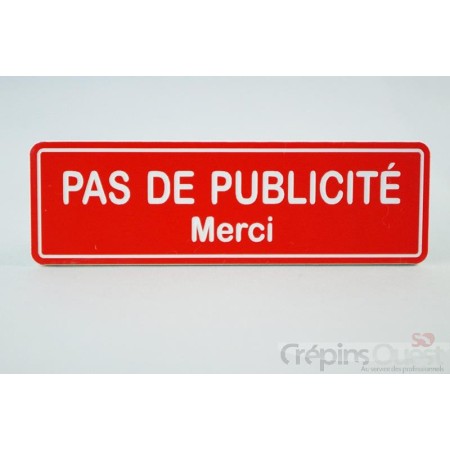 PLAQUE PAS DE PUB 8 x 2.5 CM