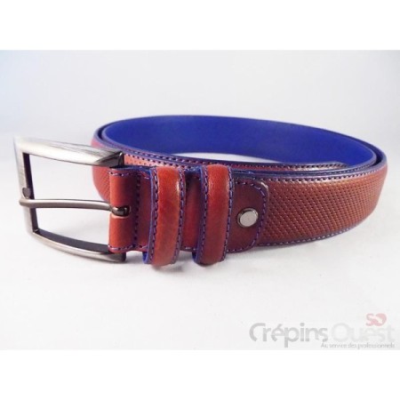 CEINTURE CUIR VERITABLE BI-COLOR PERFORE 35MM