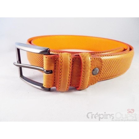 CEINTURE CUIR VERITABLE BI-COLOR PERFORE 35MM