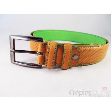 CEINTURE CUIR VERITABLE BI-COLOR PERFORE 35MM