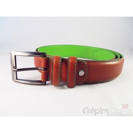 CEINTURE CUIR VERITABLE BI-COLOR PERFORE 35MM