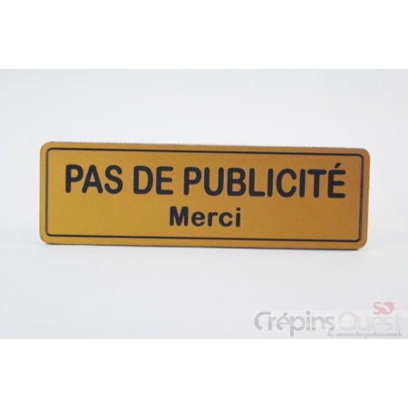 PLAQUE PAS DE PUB 8 x 2.5 CM