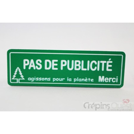 PLAQUE PAS DE PUB 8 x 2.5 CM